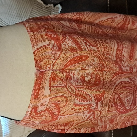 Silk Pretty in Pink & Orange Paisley Silk  Skirt with Sequins Size 14 - Picture 6 of 10